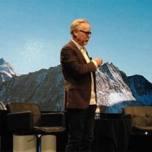 Adam Savage of MythBusters addresses Intel Security's FOCUS 15 conference in Las Vegas. Adam Savage